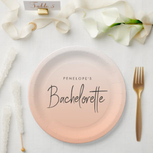 Bachelorette   Coral Ombre Elegant Peach Pappteller