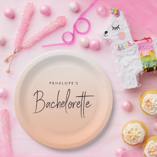 Bachelorette | Coral Ombre Elegant Peach Pappteller (Party)