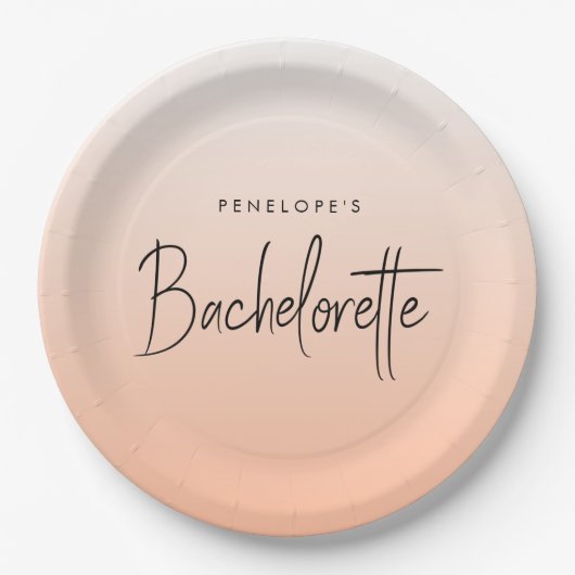 Bachelorette | Coral Ombre Elegant Peach Pappteller (Vorderseite)