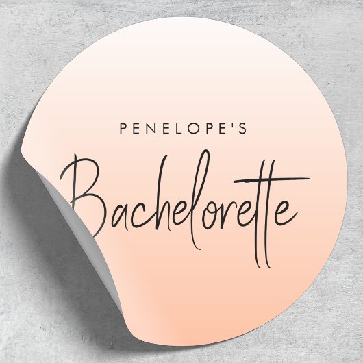 Bachelorette | Coral Ombre Elegant Peach Runder Aufkleber