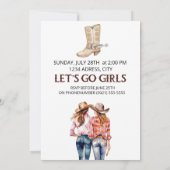 Bachelorette Cowgirl Einladung (Rückseite)