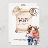 Bachelorette Cowgirl Einladung (Vorne/Hinten)