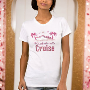 Bachelorette Cruise Pink Glitzer Matching T-Shirt