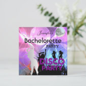 Bachelorette Disco Party Schwarz Rosa Einladung (Stehend Vorderseite)