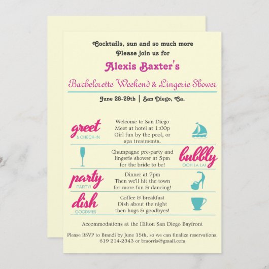 Bachelorette Einladung (Vorne/Hinten)