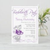 Bachelorette Einladung - Tee| Lila und grau (Stehend Vorderseite)