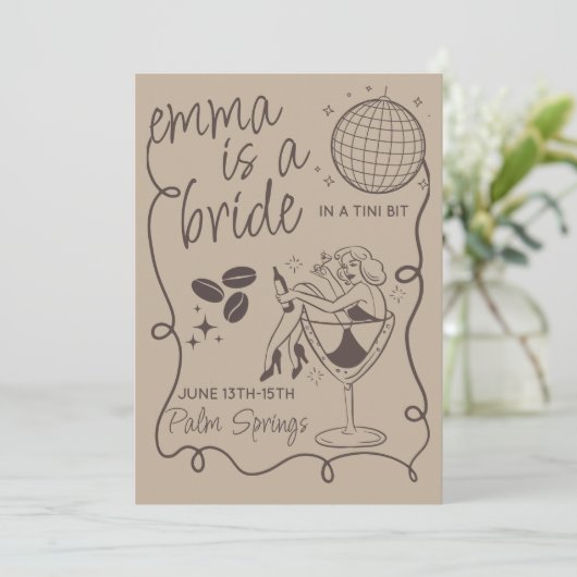 Bachelorette-Einladungs-Vorlage in Tini-Bit Einladung (Stehend Vorderseite)