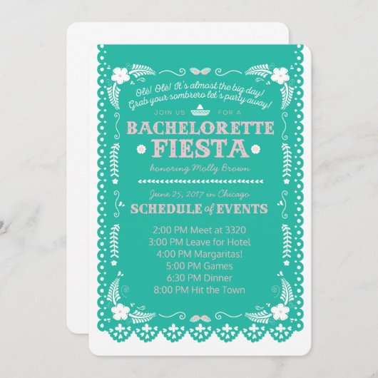 Bachelorette Fiesta Einladung (Vorne/Hinten)