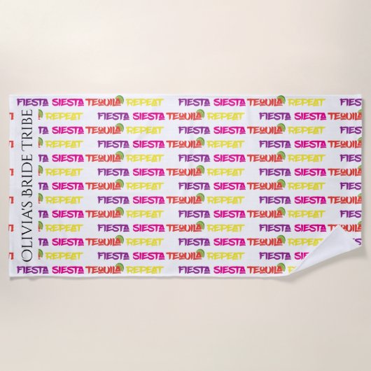 Bachelorette Fiesta Siesta Tequila Repeat Strandtuch (Vorderseite)