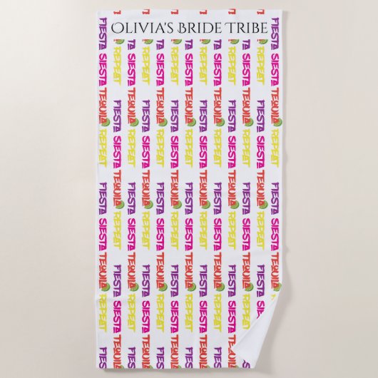 Bachelorette Fiesta Siesta Tequila Repeat Strandtuch (Vorderseite)