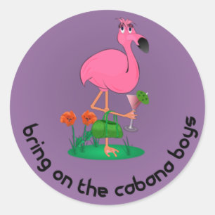 Bachelorette Flamingo/Cabana Boys Stickers