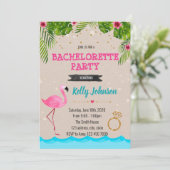 Bachelorette Flamingo Pool Party Einladung (Stehend Vorderseite)