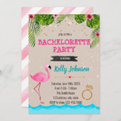 Bachelorette Flamingo Pool Party Einladung (Vorne/Hinten)