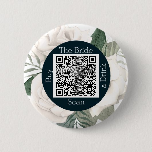 Bachelorette Floral Qr Code kaufen die Braut ein G Button (Vorderseite)