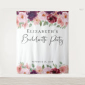 Bachelorette Floral Watercolor Burgundy Blush Wandteppich (Vorderseite)