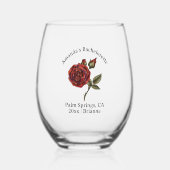 Bachelorette Geburtsmonat Blume Juni Rose Weinglas Ohne Stiel (Rückseite)