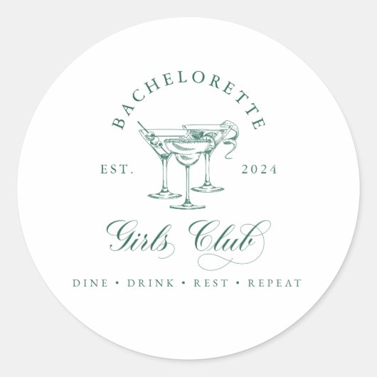 Bachelorette Girl's Club Round Sticker (Vorderseite)