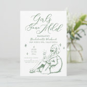 Bachelorette Girls Gone Mild Gezeichnet Script Gre Einladung (Stehend Vorderseite)