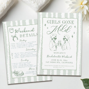Bachelorette Girls Gone Milde handgezogene Streife Einladung