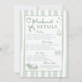 Bachelorette Girls Gone Milde handgezogene Streife Einladung (Rückseite)