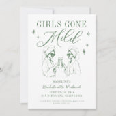 Bachelorette Girls Gone Milde Sage Grüne Route Einladung (Vorderseite)