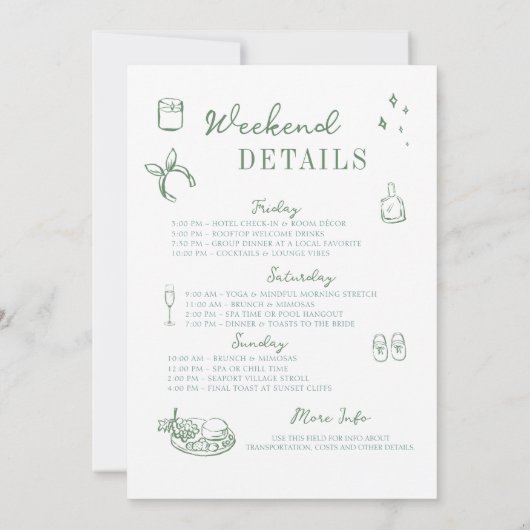 Bachelorette Girls Gone Milde Script Green Gezeich Einladung (Rückseite)