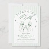 Bachelorette Girls Gone Milde Streifen Einladung (Vorderseite)