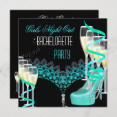 Bachelorette Girls Night Out Aquamariner Blauer Ch Einladung (Vorne/Hinten)