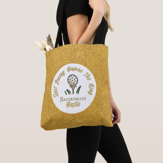 Bachelorette Golf Party Personalisiert Gold Glitze Tasche (Von Nahem)