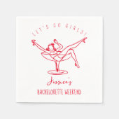 Bachelorette handgezeichnetes Mädchen in Glas Serviette (Vorderseite)