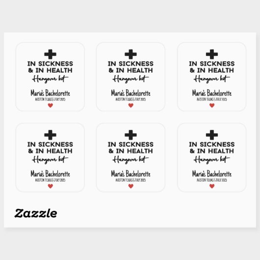 Bachelorette Hangover Kit Stickers (Blatt)