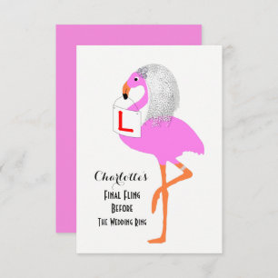 Bachelorette Hen Party Funny Pink Flamingo Bride Einladung