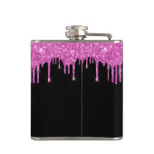 Bachelorette Hot Pink Glitzer Personalisiert Schwa Flachmann (Rückseite)