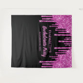 Bachelorette Hot Pink Glitzer Personalisiert Schwa Wandteppich (Vorderseite (Horizontal))