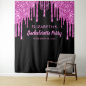 Bachelorette Hot Pink Glitzer Personalisiert Schwa Wandteppich (Beispiel)