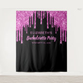Bachelorette Hot Pink Glitzer Personalisiert Schwa Wandteppich (Vorderseite)