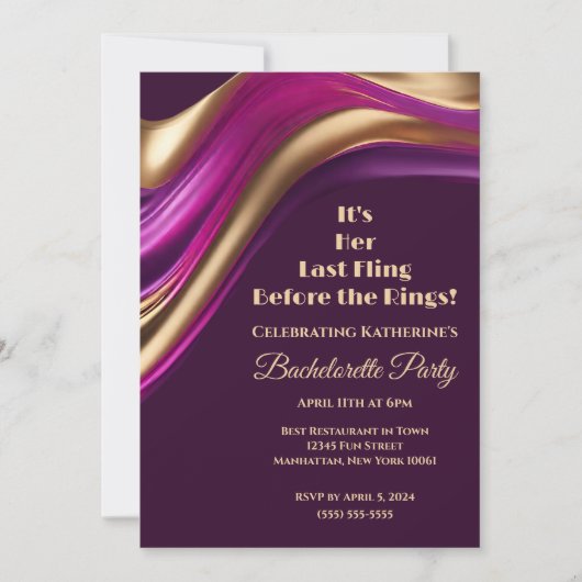 Bachelorette - ihre letzte Flut vor den Rings- Einladung (Vorderseite)