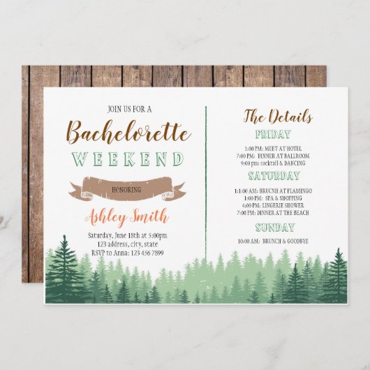 Bachelorette in Hüttenwäldern mit Einladung zur To (Vorne/Hinten)
