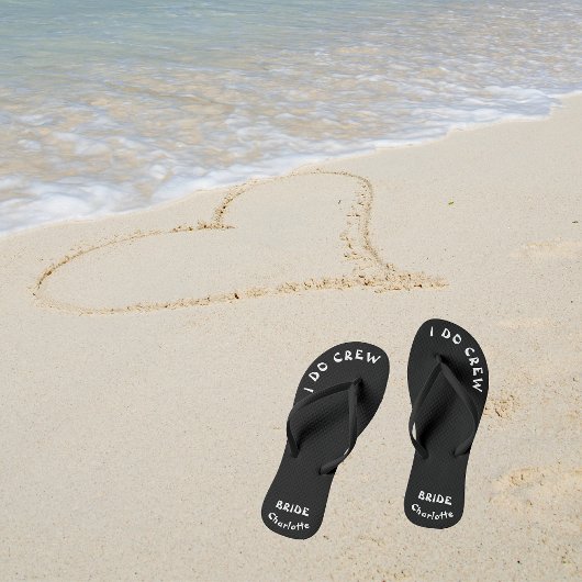 Bachelorette in Personalisiert Schwarz und Weiß Badesandalen