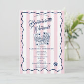 Bachelorette Itinerary Bach Weekend Casino Pink Einladung (Stehend Vorderseite)