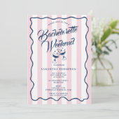 Bachelorette Itinerary Bach Weekend Cocktail Pink Einladung (Stehend Vorderseite)