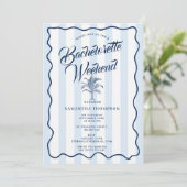 Bachelorette Itinerary Bach Weekend Palm Tree Einladung (Stehend Vorderseite)