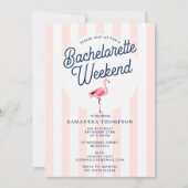 Bachelorette Itinerary Bach Weekend Retro Flamingo Einladung (Vorderseite)