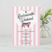 Bachelorette Itinerary Bach Weekend Retro Leopard  Einladung (Stehend Vorderseite)