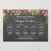 Bachelorette Itinerary Coral & Gold Chalk Programm (Vorderseite)