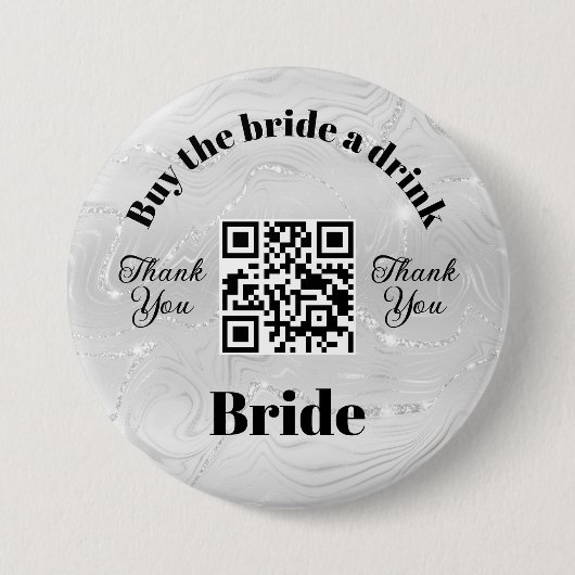 Bachelorette kaufen die Braut ein Getränk | QR-Cod Button (Vorderseite)