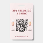Bachelorette kauft die Braut ein Getränk QR-Code Ausweis (Rückseite)