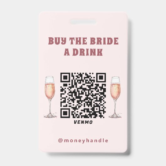 Bachelorette kauft die Braut ein Getränk QR-Code Ausweis (Vorderseite)