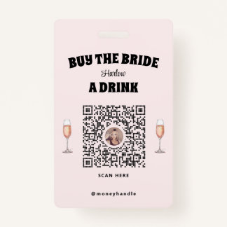 Bachelorette kauft die Braut ein Getränk QR-Code Ausweis