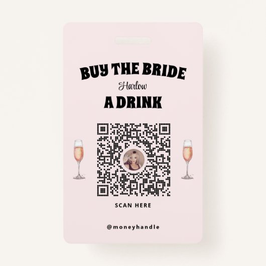 Bachelorette kauft die Braut ein Getränk QR-Code Ausweis (Rückseite)